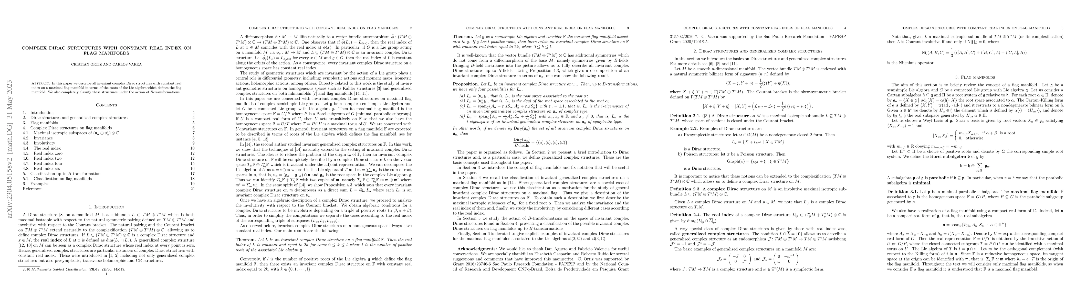 Thumbnail for Complex Dirac structures with constant real index on flag manifolds