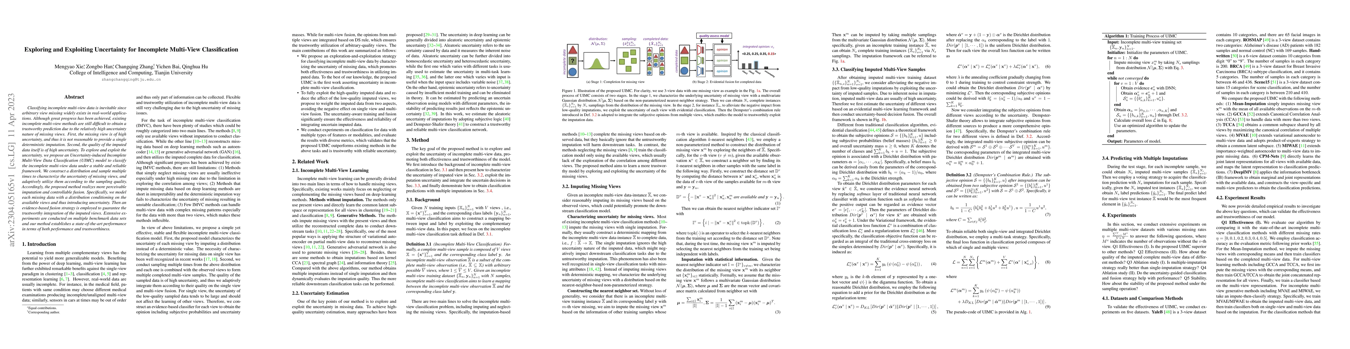 Thumbnail for Exploring and Exploiting Uncertainty for Incomplete Multi-View
  Classification