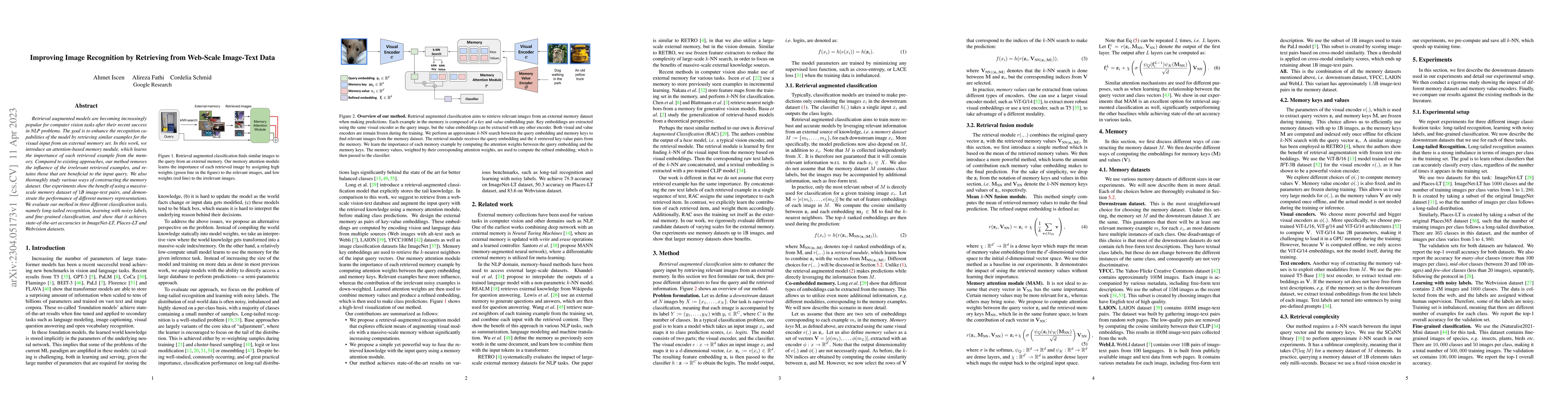 Thumbnail for Improving Image Recognition by Retrieving from Web-Scale Image-Text Data
