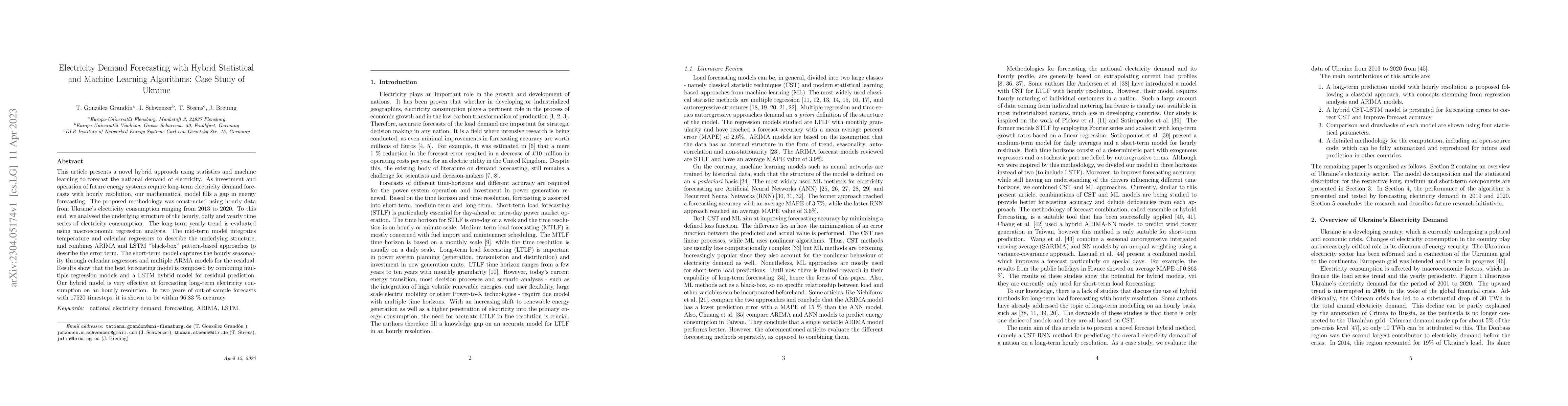 Thumbnail for Electricity Demand Forecasting with Hybrid Statistical and Machine
  Learning Algorithms: Case Study of Ukraine