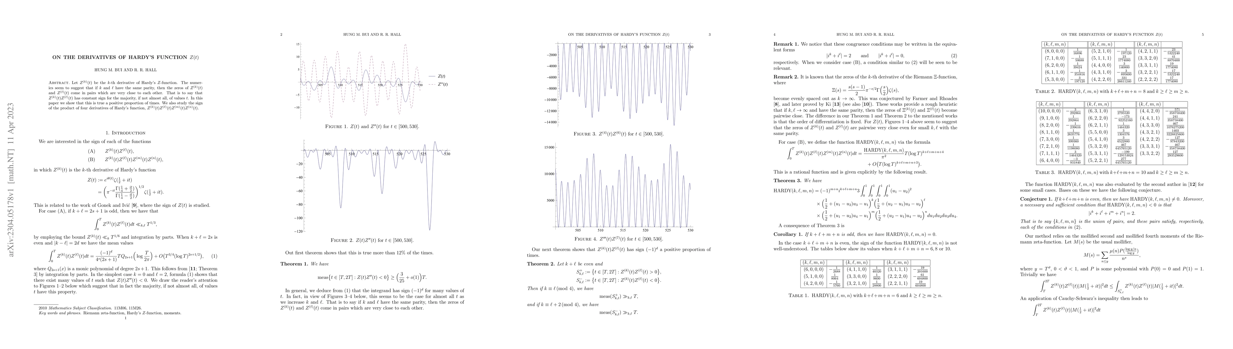 Thumbnail for On the derivatives of Hardy's function $Z(t)$