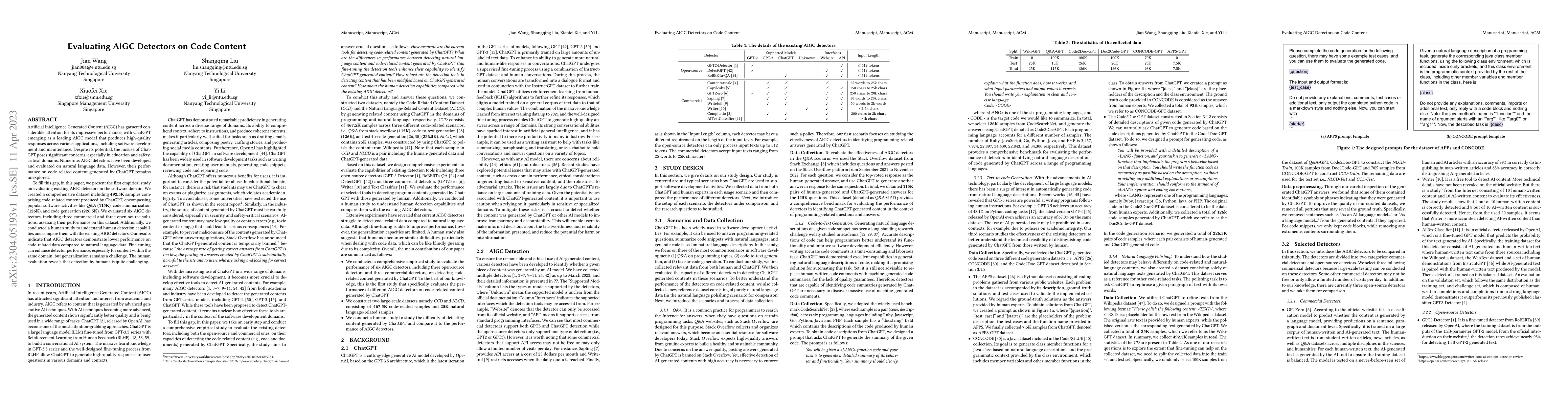 Thumbnail for Evaluating AIGC Detectors on Code Content