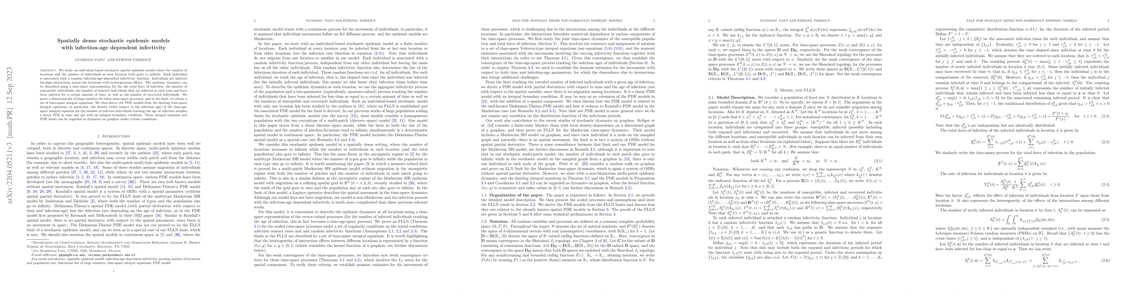 Thumbnail for Spatially dense stochastic epidemic models with infection-age dependent
  infectivity