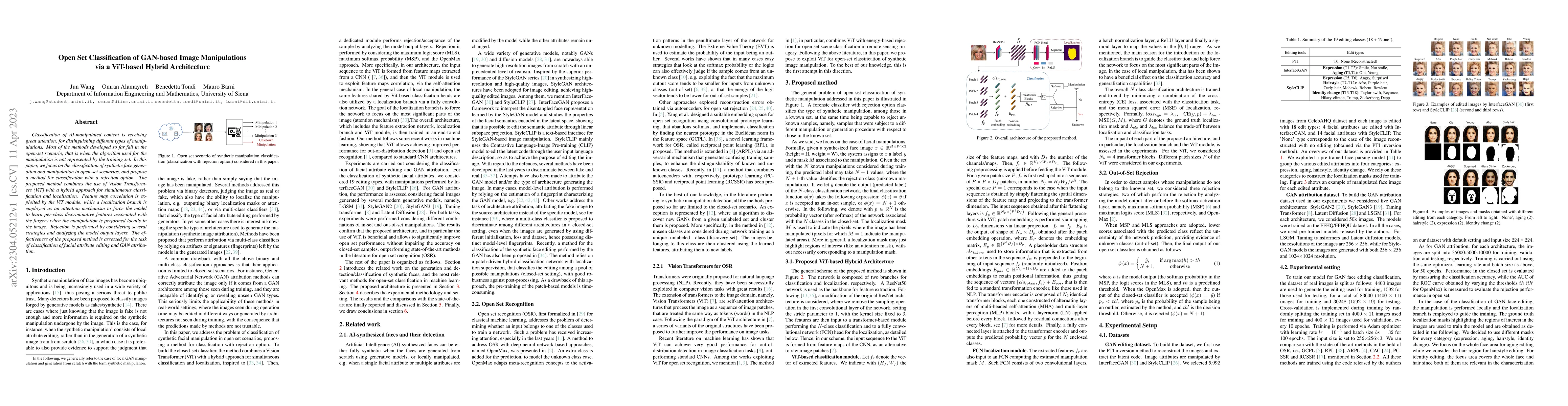 Thumbnail for Open Set Classification of GAN-based Image Manipulations via a ViT-based
  Hybrid Architecture