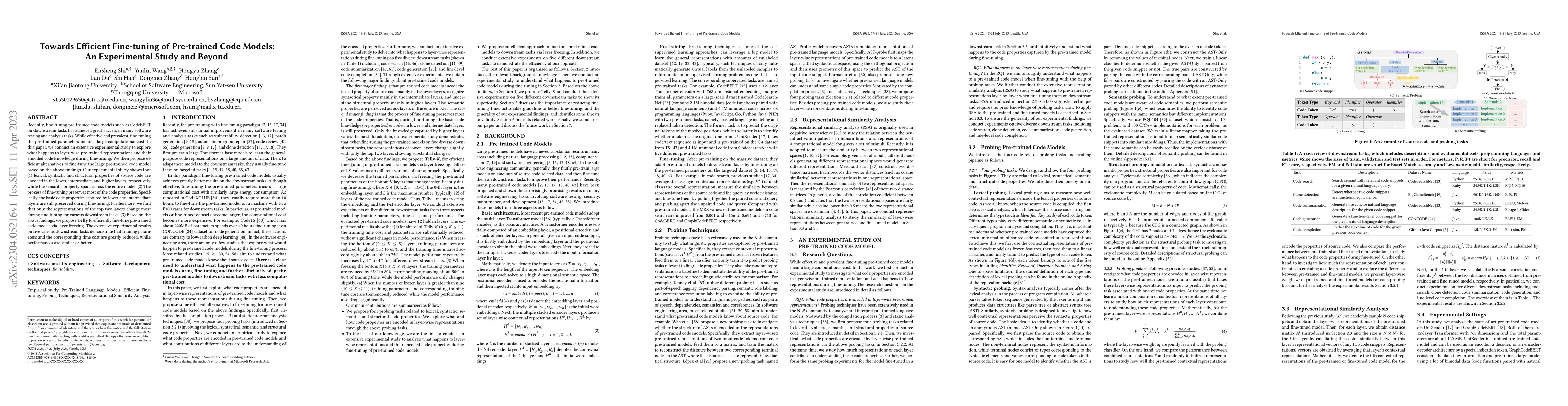 Thumbnail for Towards Efficient Fine-tuning of Pre-trained Code Models: An
  Experimental Study and Beyond