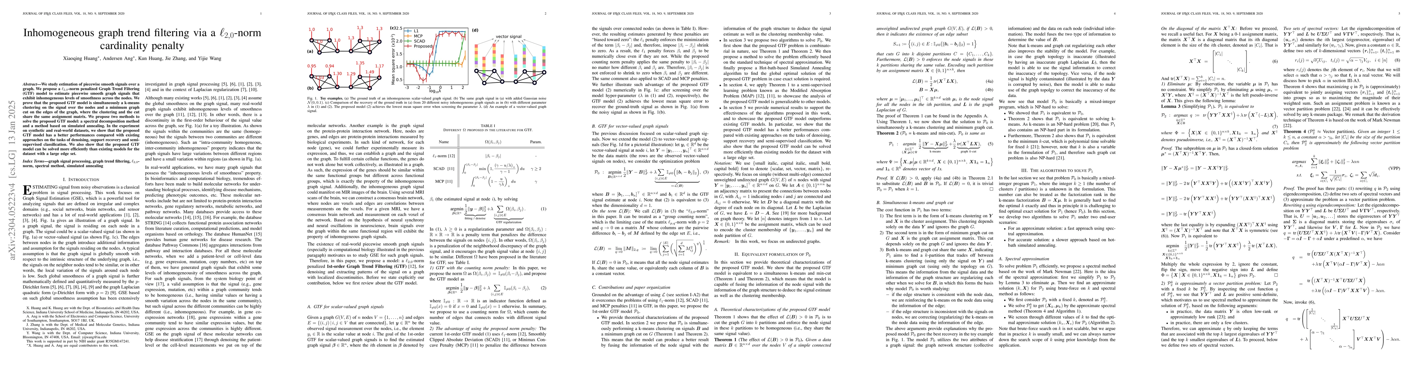 Thumbnail for Inhomogeneous graph trend filtering via a l2,0 cardinality penalty