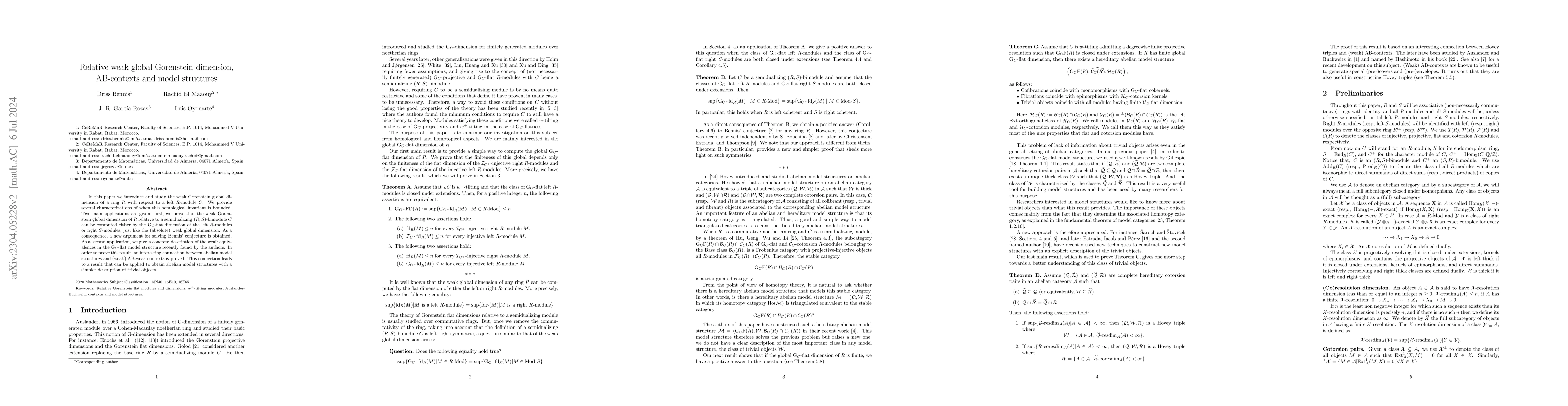 Thumbnail for Relative weak global Gorenstein dimension, AB-contexts and model
  structures