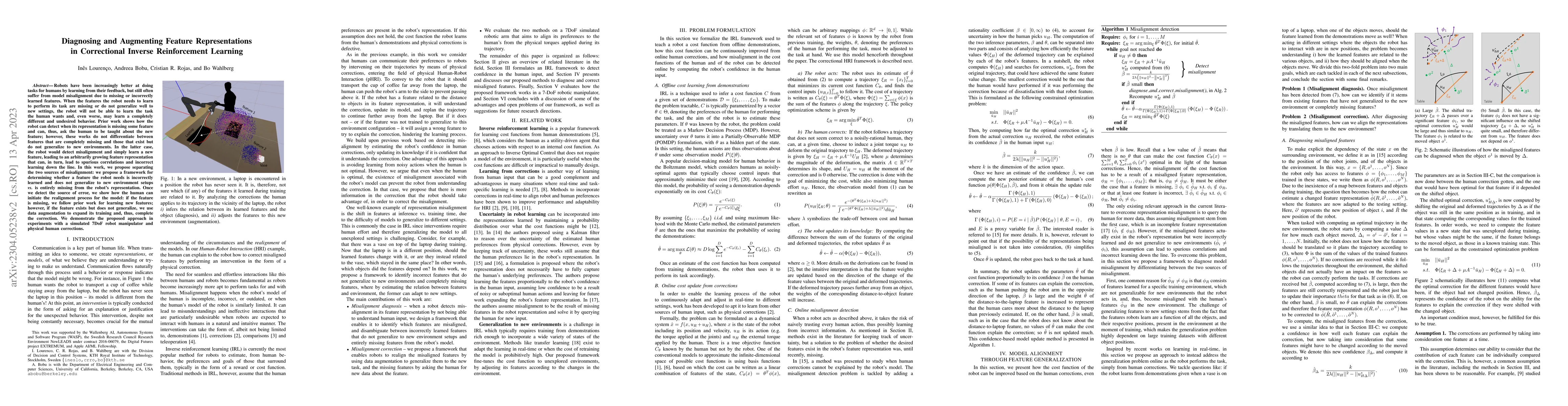 Thumbnail for Diagnosing and Augmenting Feature Representations in Correctional
  Inverse Reinforcement Learning