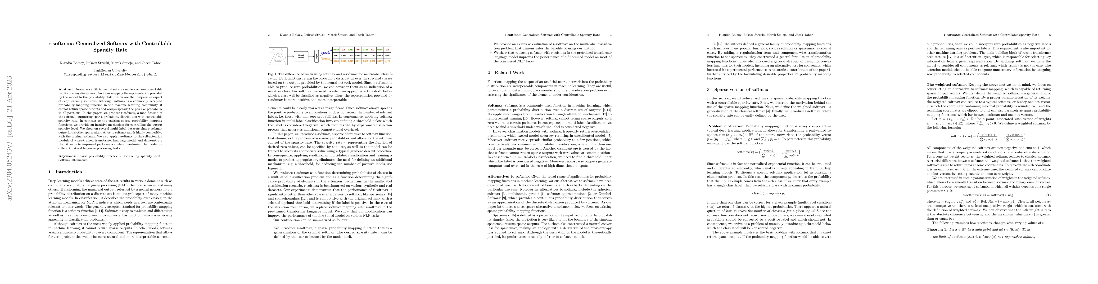 Thumbnail for r-softmax: Generalized Softmax with Controllable Sparsity Rate