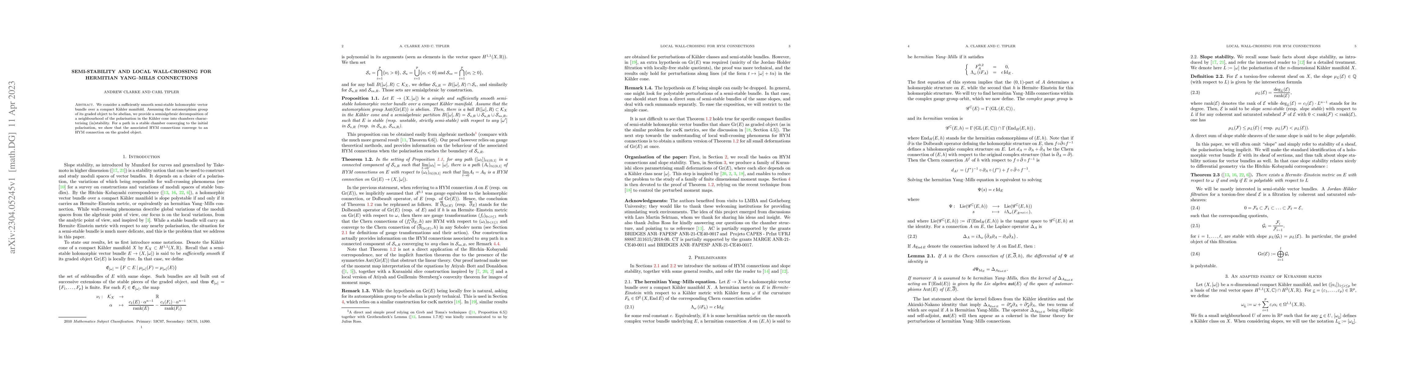 Thumbnail for Semi-stability and local wall-crossing for hermitian Yang-Mills
  connections