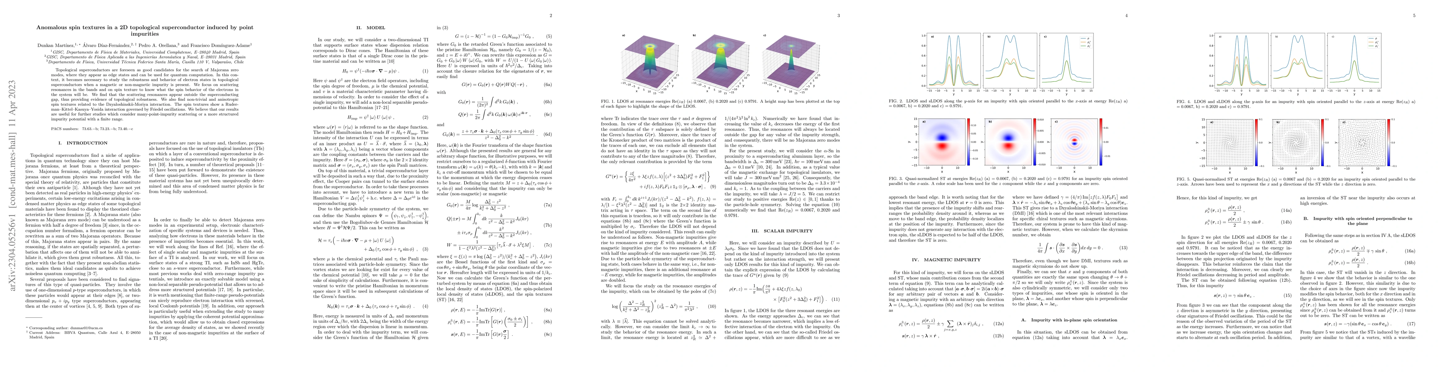 Thumbnail for Anomalous spin textures in a 2D topological superconductor induced by
  point impurities