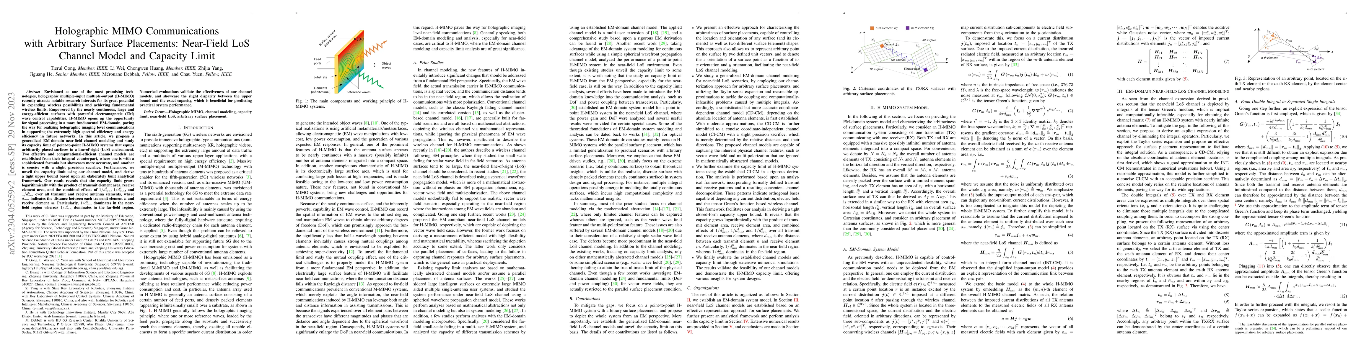 Thumbnail for Holographic MIMO Communications with Arbitrary Surface Placements:
  Near-Field LoS Channel Model and Capacity Limit