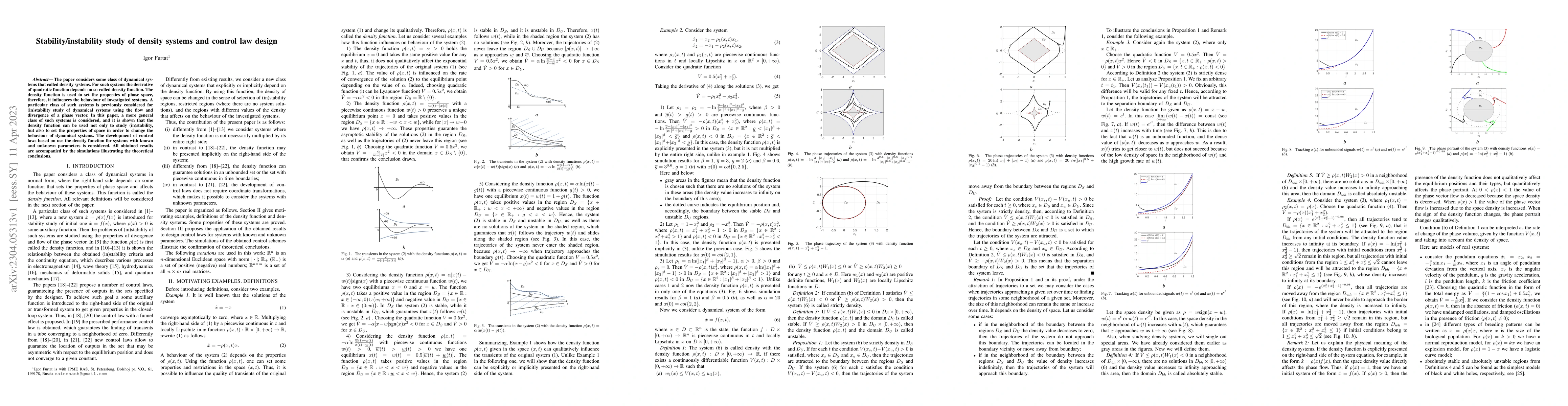 Thumbnail for Stability/instability study of density systems and control law design