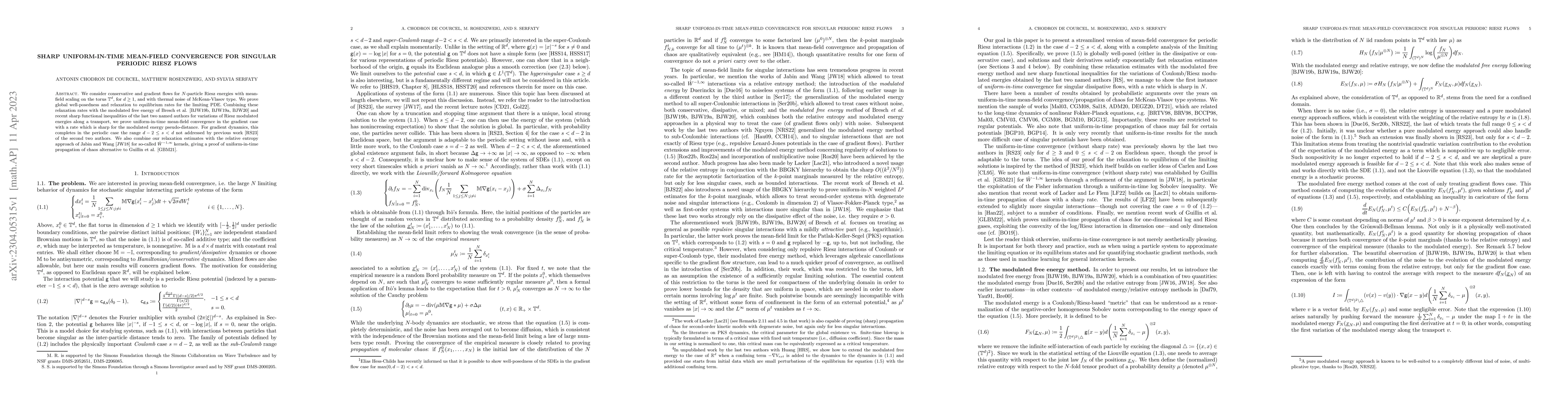 Thumbnail for Sharp uniform-in-time mean-field convergence for singular periodic Riesz
  flows