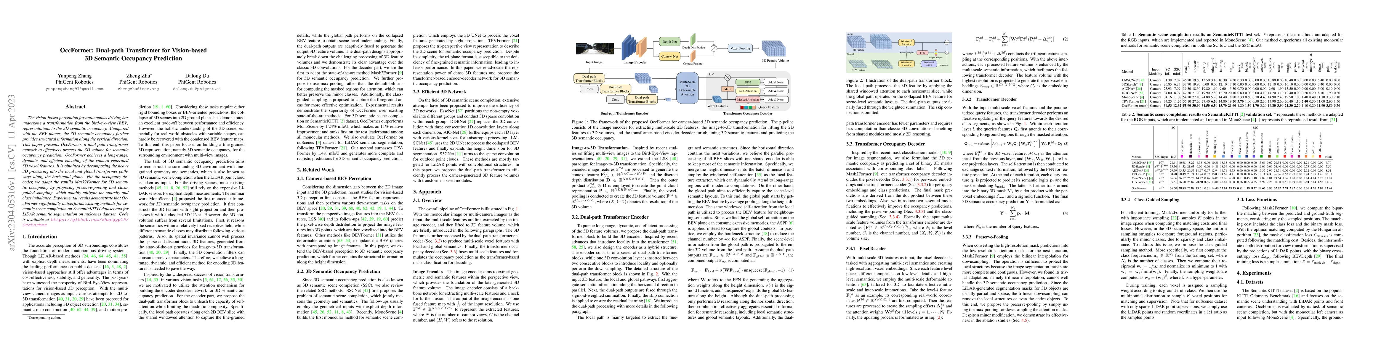 Thumbnail for OccFormer: Dual-path Transformer for Vision-based 3D Semantic Occupancy
  Prediction