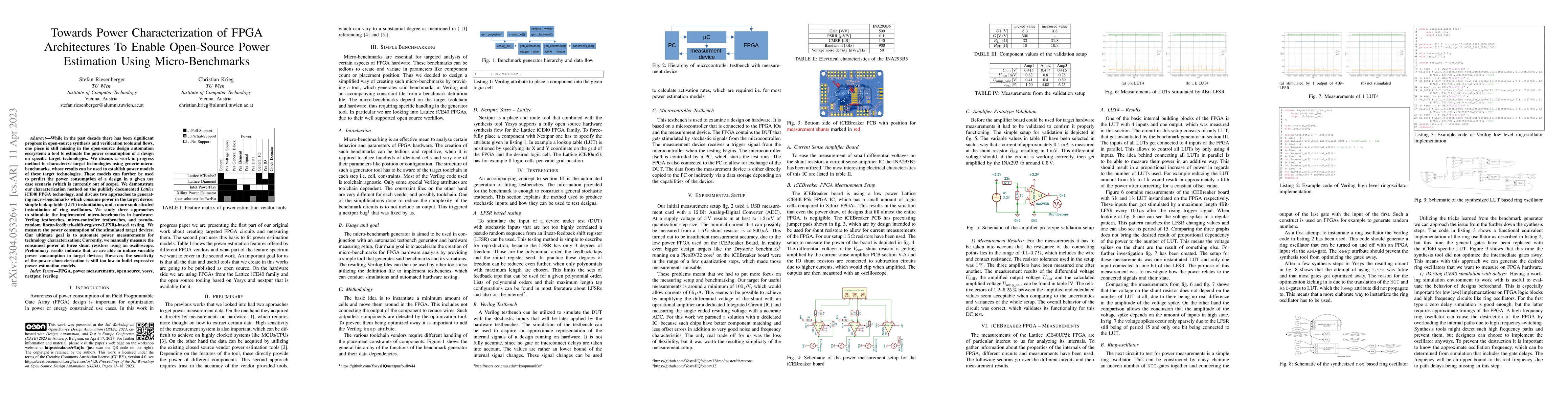 Thumbnail for Towards Power Characterization of FPGA Architectures To Enable
  Open-Source Power Estimation Using Micro-Benchmarks
