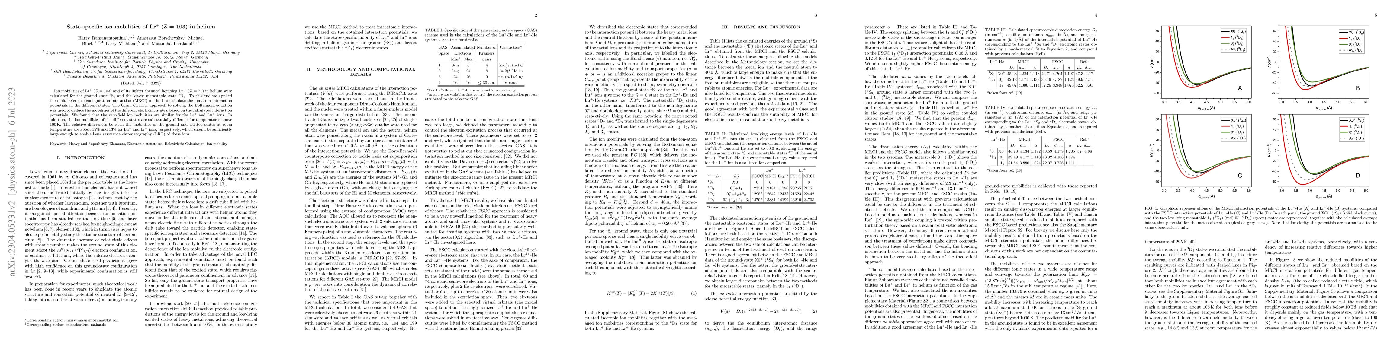 Thumbnail for State-specific ion mobilities of Lr^+ (Z = 103) in helium