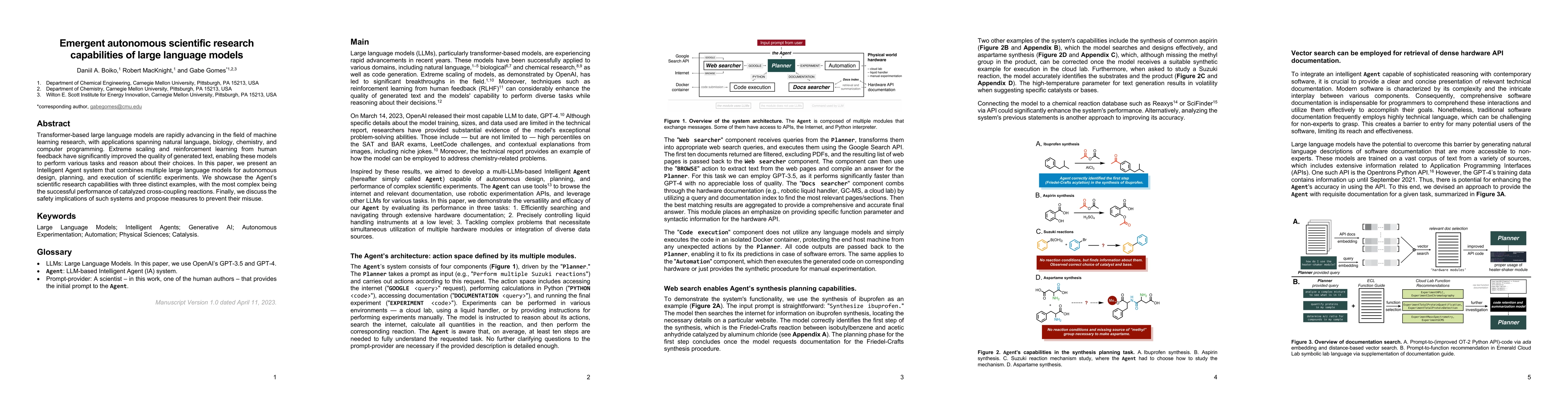 Thumbnail for Emergent autonomous scientific research capabilities of large language
  models