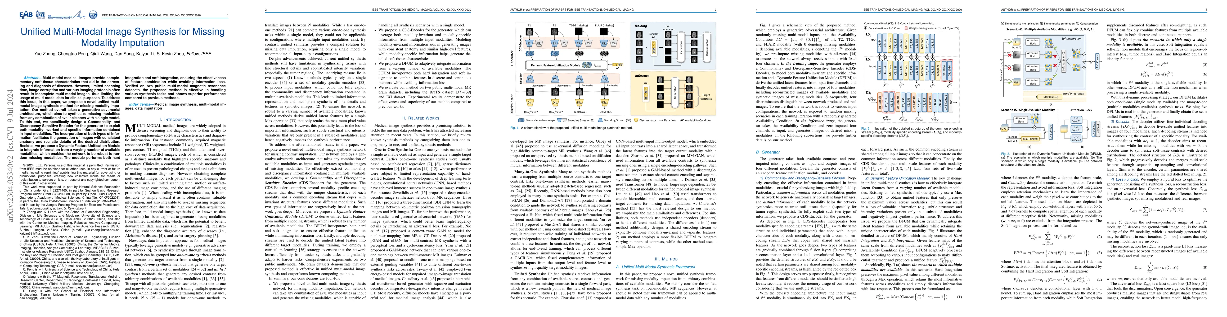 Thumbnail for Unified Multi-Modal Image Synthesis for Missing Modality Imputation