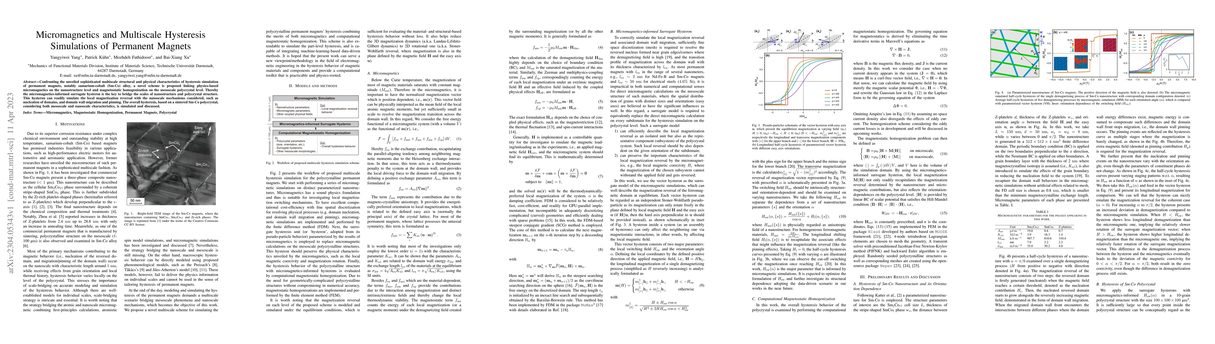 Thumbnail for Micromagnetics and Multiscale Hysteresis Simulations of Permanent
  Magnets