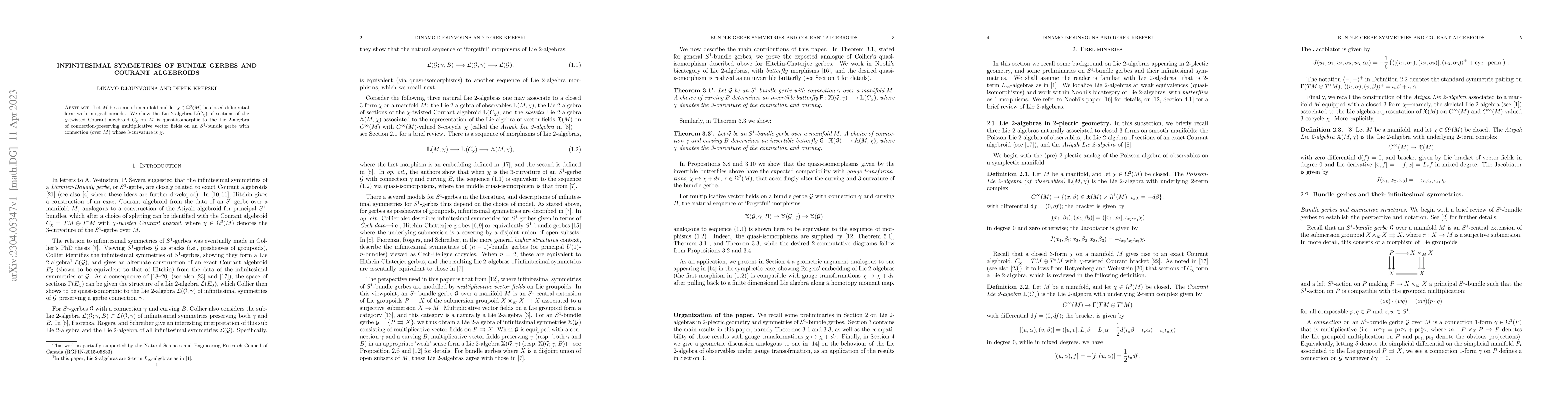 Thumbnail for Infinitesimal symmetries of bundle gerbes and Courant algebroids