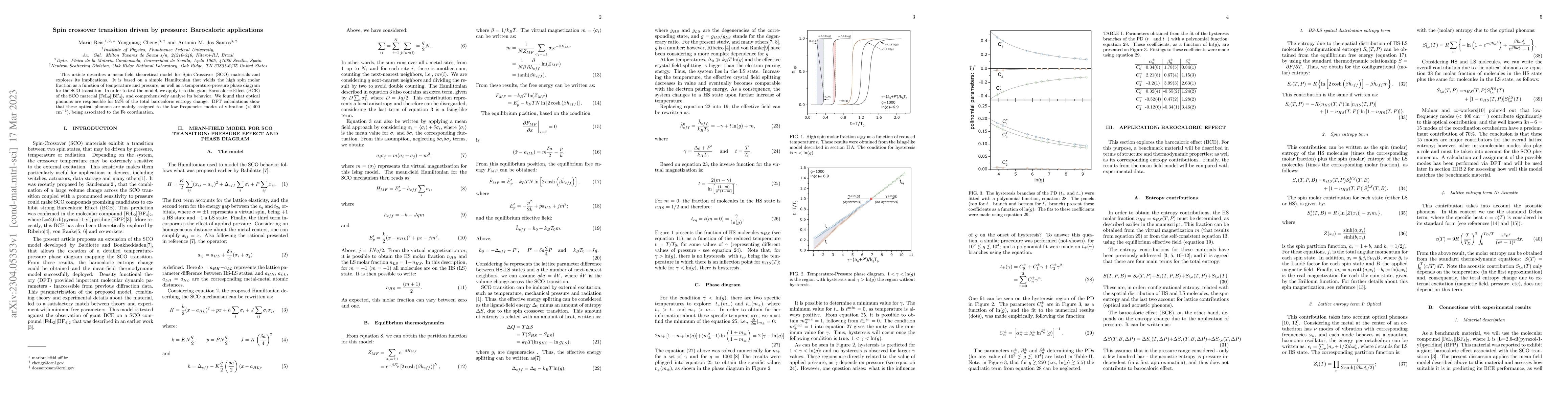 Thumbnail for Spin crossover transition driven by pressure: Barocaloric applications