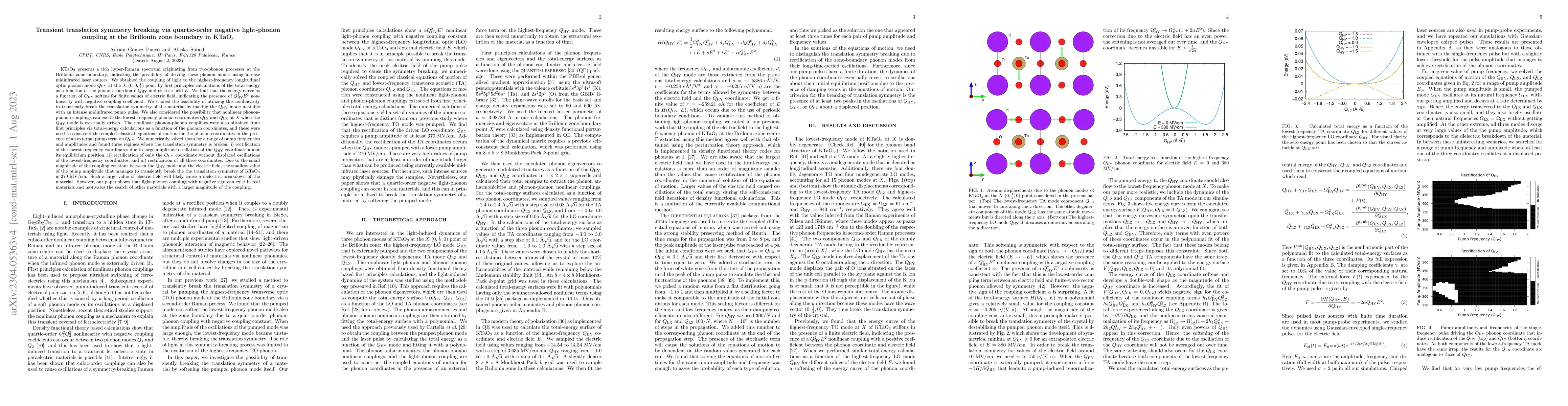 Thumbnail for Transient translation symmetry breaking via quartic-order negative
  light-phonon coupling at the Brillouin zone boundary in KTaO${}_{3}$