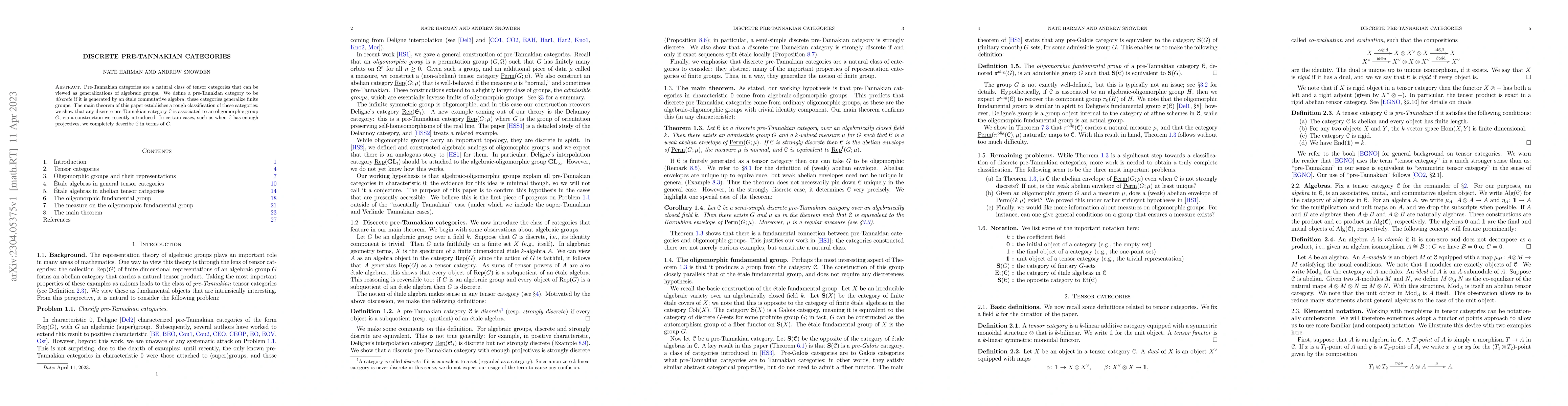 Thumbnail for Discrete pre-Tannakian categories