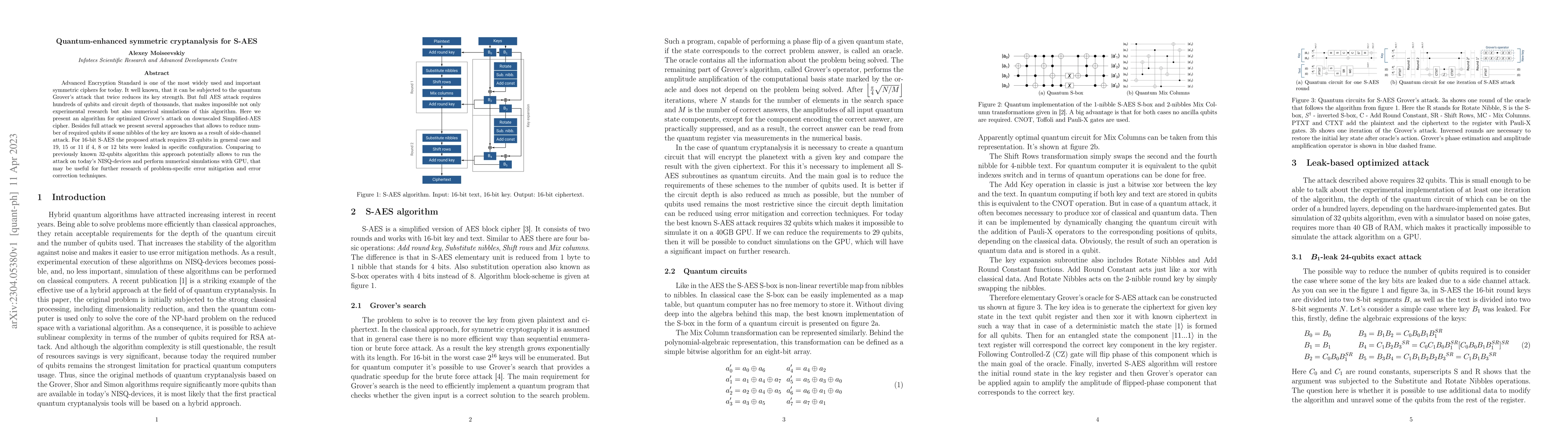 Thumbnail for Quantum-enhanced symmetric cryptanalysis for S-AES