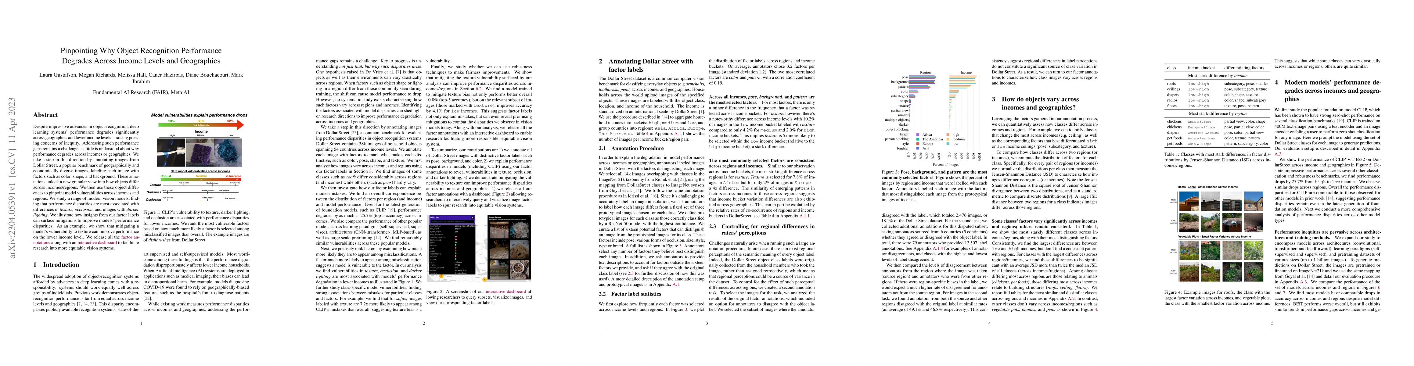 Thumbnail for Pinpointing Why Object Recognition Performance Degrades Across Income
  Levels and Geographies