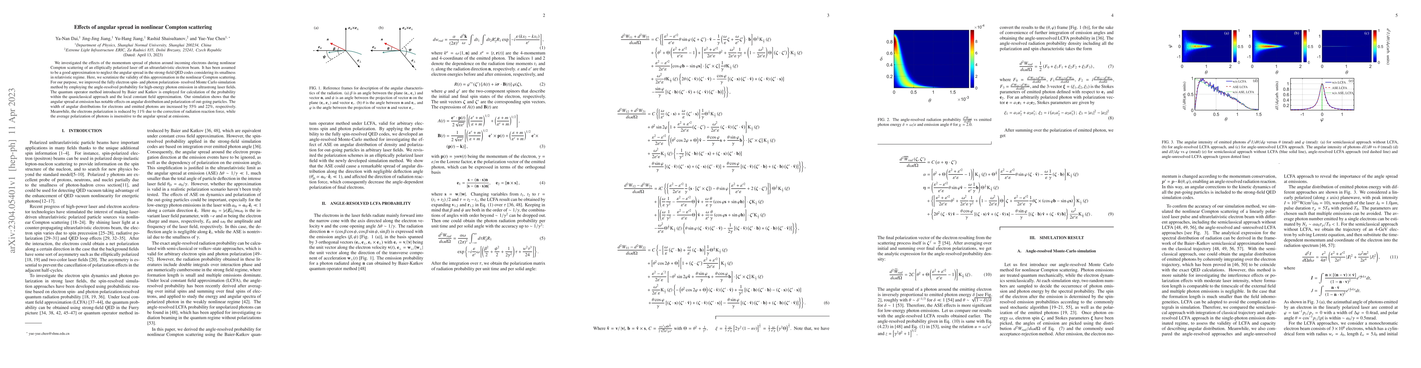 Thumbnail for Effects of angular spread in nonlinear Compton scattering