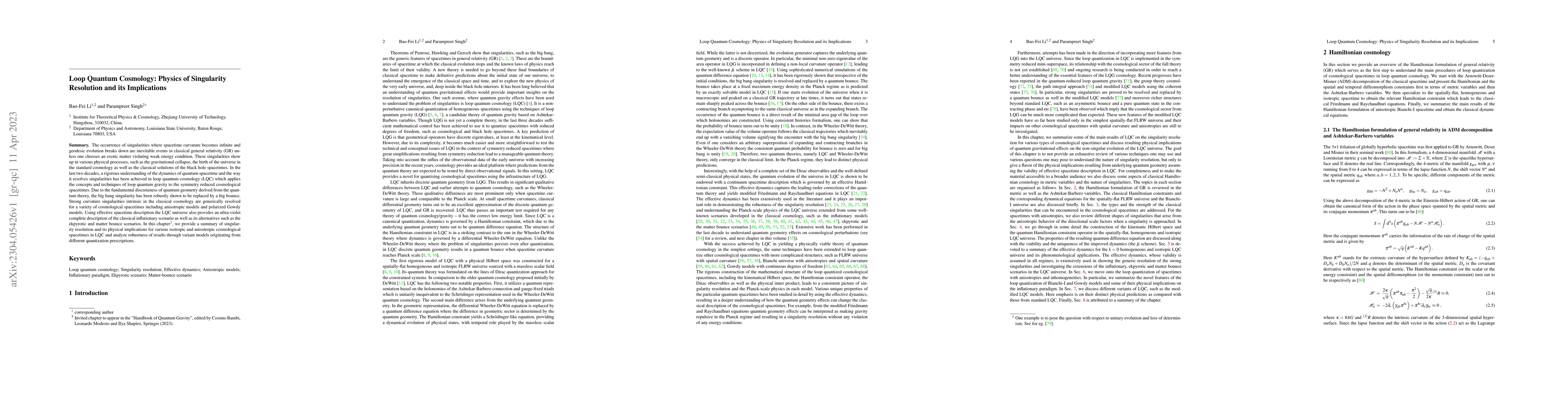 Thumbnail for Loop Quantum Cosmology: Physics of Singularity Resolution and its
  Implications