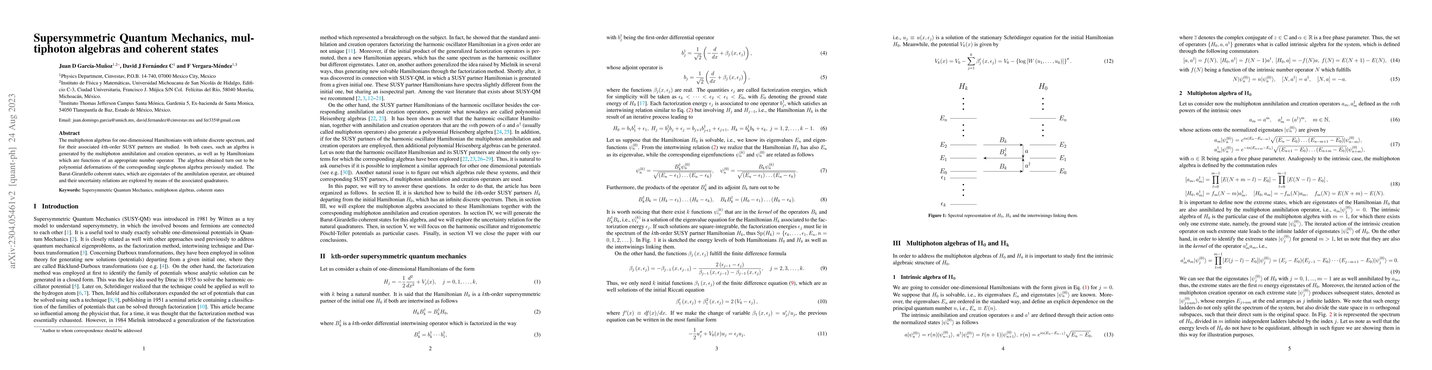 Thumbnail for Supersymmetric Quantum Mechanics, multiphoton algebras and coherent
  states
