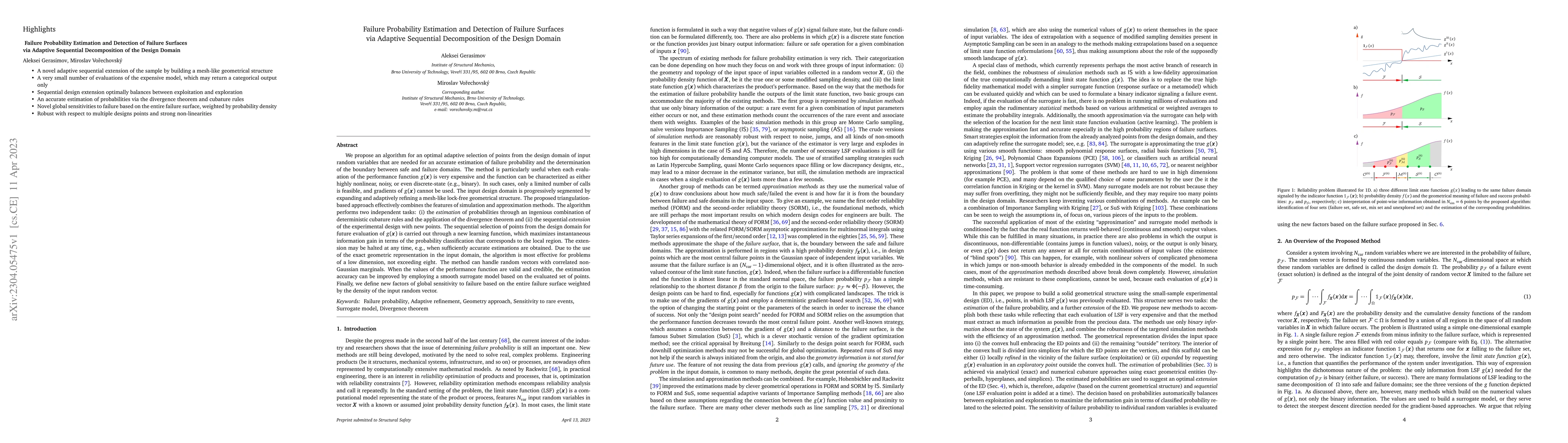 Thumbnail for Failure Probability Estimation and Detection of Failure Surfaces via
  Adaptive Sequential Decomposition of the Design Domain