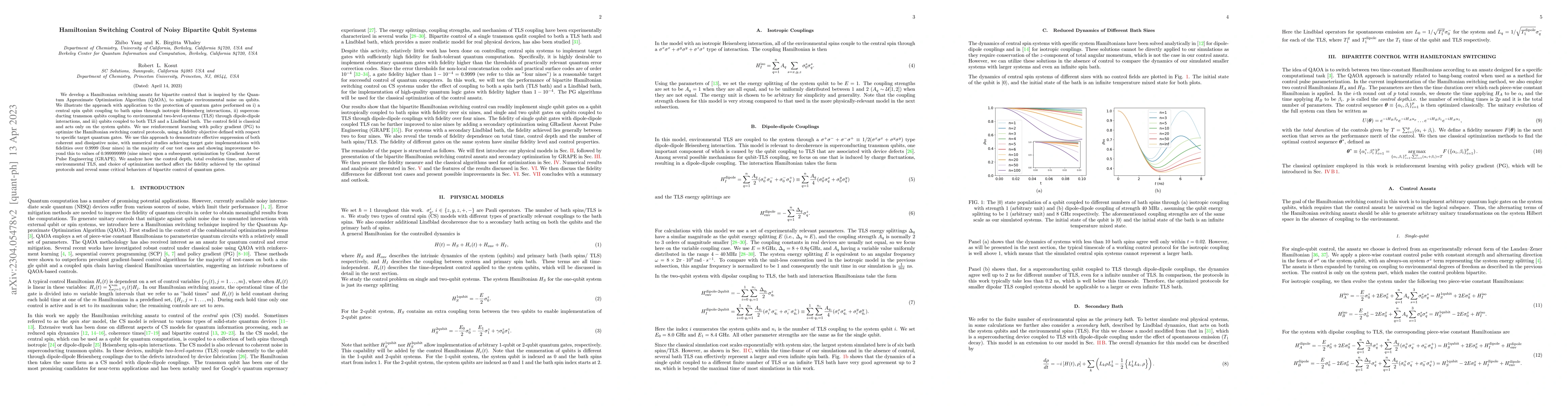 Thumbnail for Hamiltonian Switching Control of Noisy Bipartite Qubit Systems
