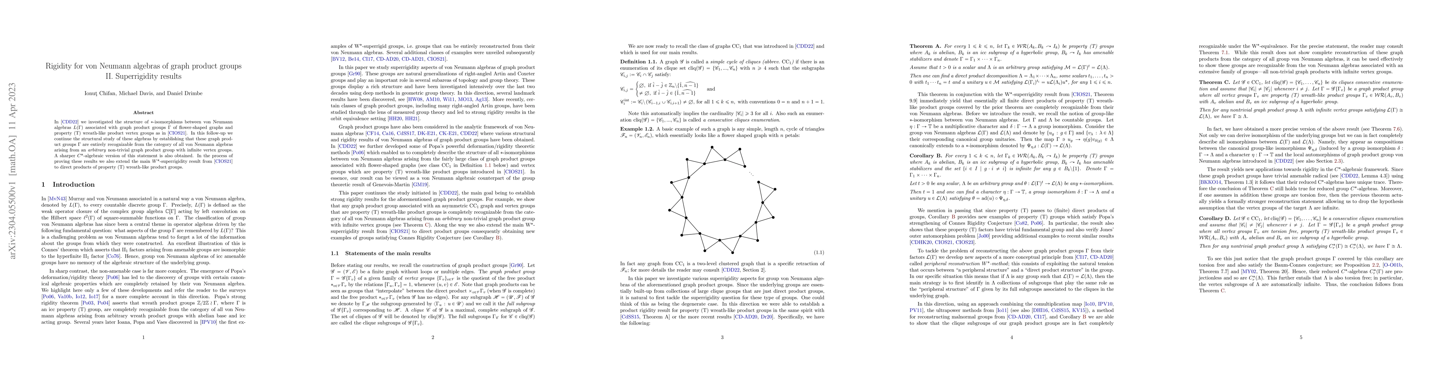 Thumbnail for Rigidity for von Neumann algebras of graph product groups II.
  Superrigidity results