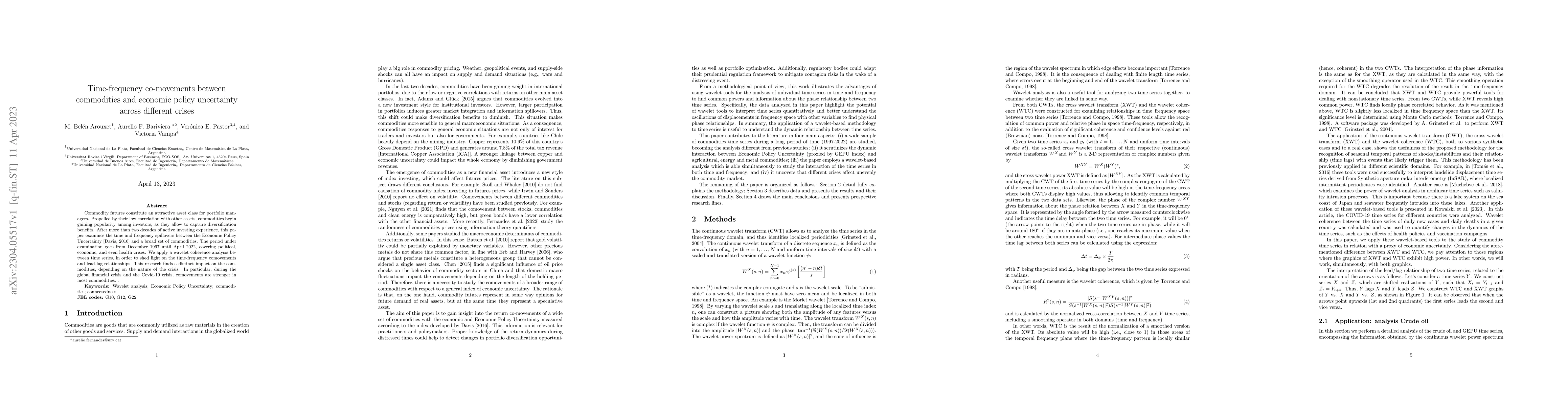 Thumbnail for Time-frequency co-movements between commodities and economic policy
  uncertainty across different crises