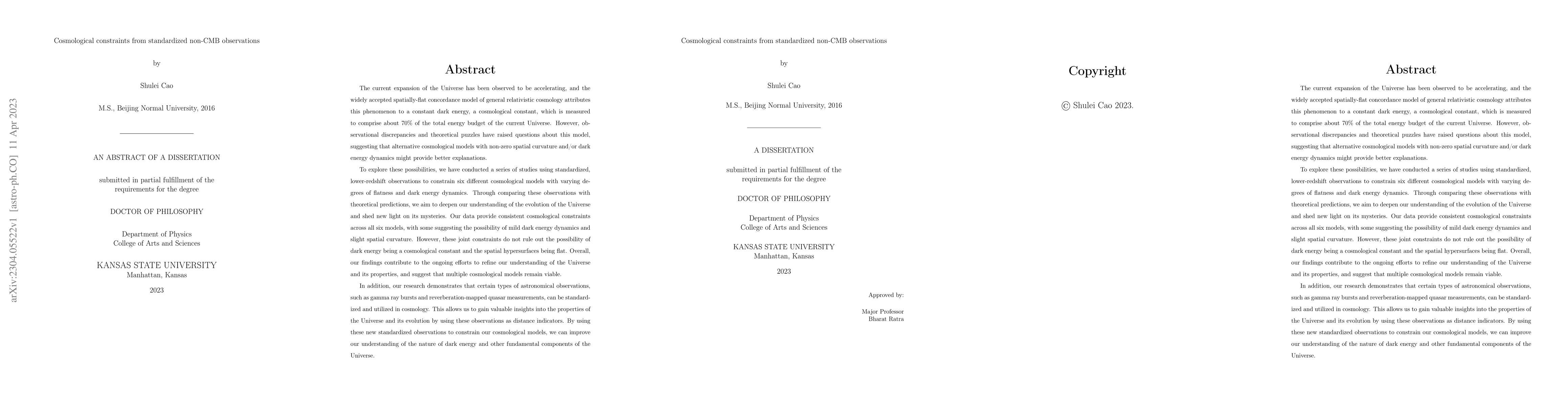 Thumbnail for Cosmological constraints from standardized non-CMB observations