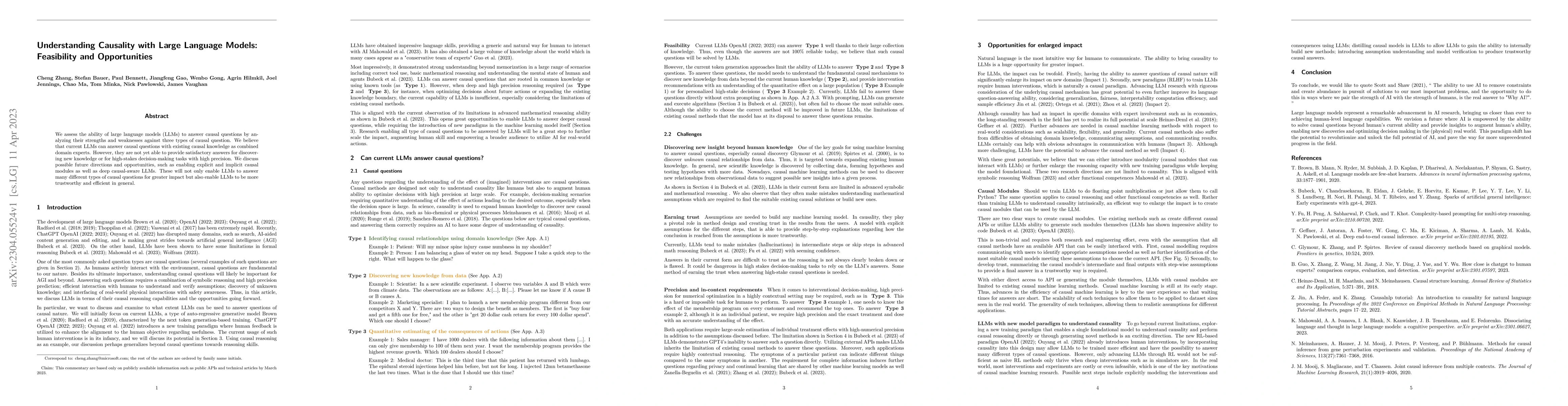 Thumbnail for Understanding Causality with Large Language Models: Feasibility and
  Opportunities