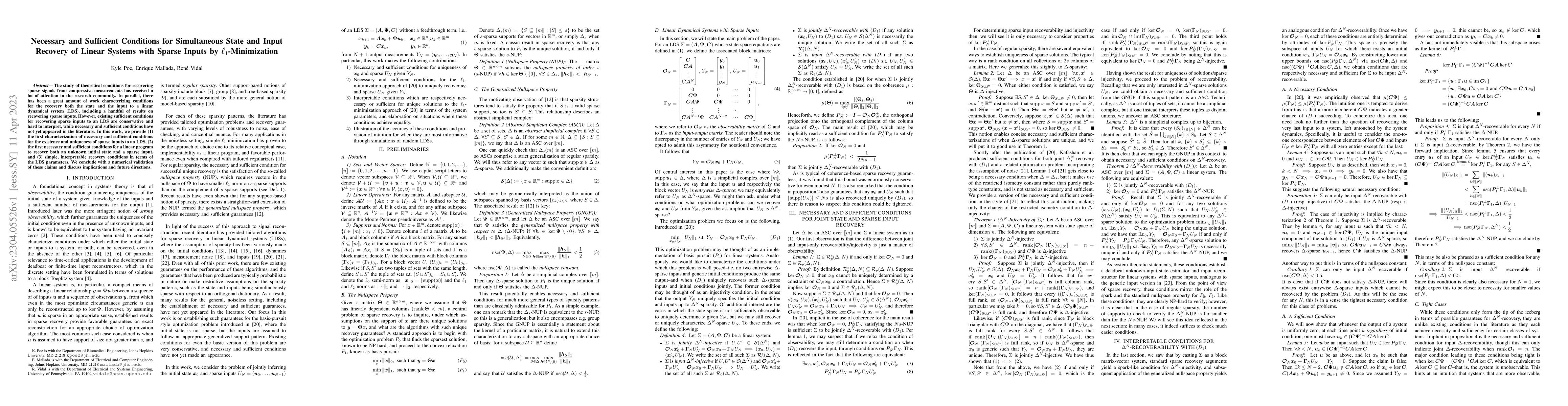 Thumbnail for Necessary and Sufficient Conditions for Simultaneous State and Input
  Recovery of Linear Systems with Sparse Inputs by $\ell_1$-Minimization