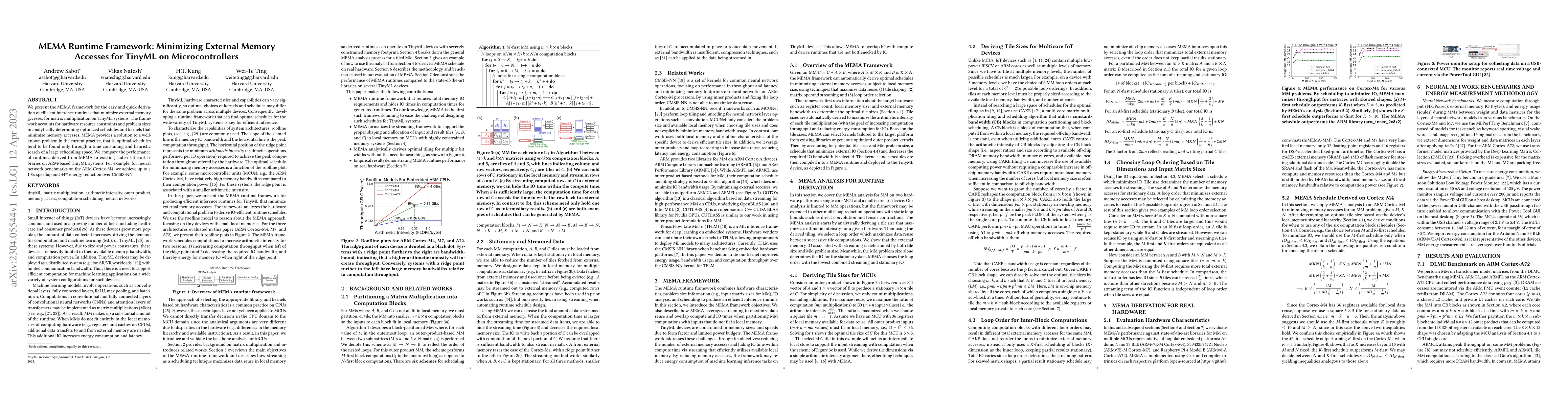 Thumbnail for MEMA Runtime Framework: Minimizing External Memory Accesses for TinyML
  on Microcontrollers