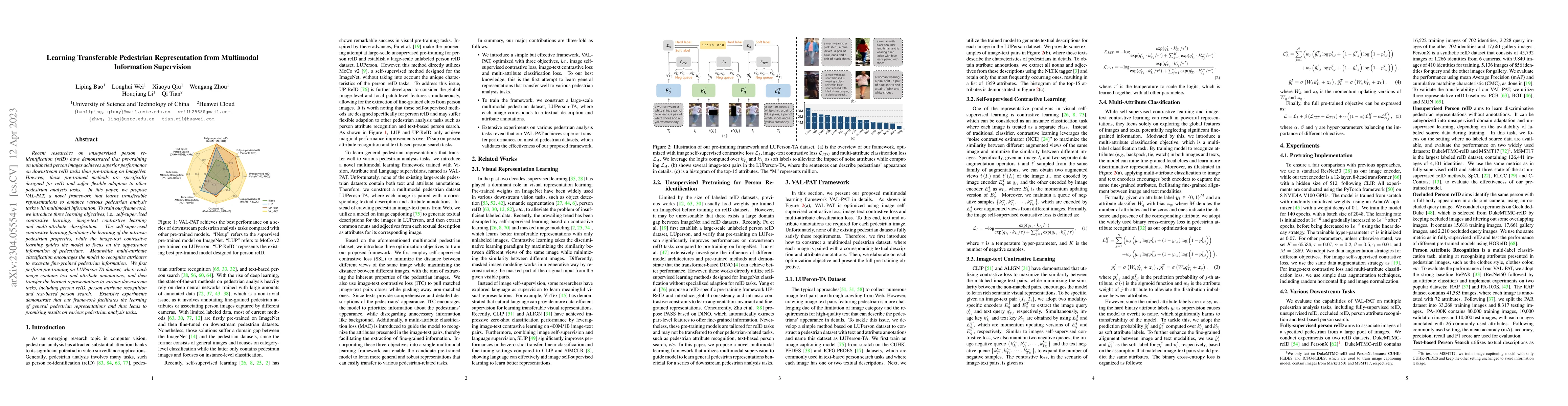 Thumbnail for Learning Transferable Pedestrian Representation from Multimodal
  Information Supervision