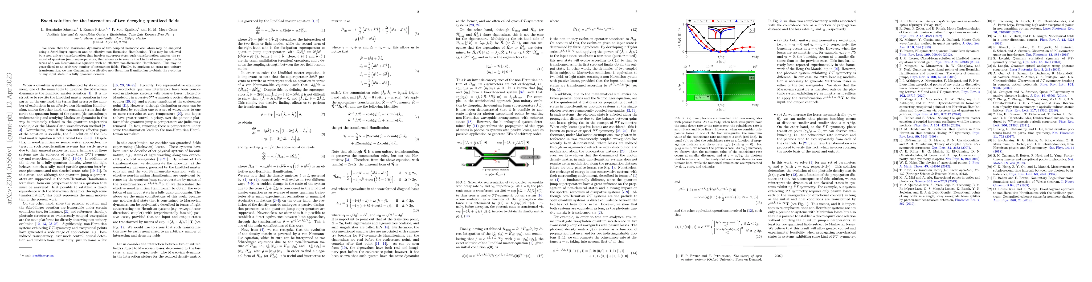 Thumbnail for Exact solution for the interaction of two decaying quantized fields
