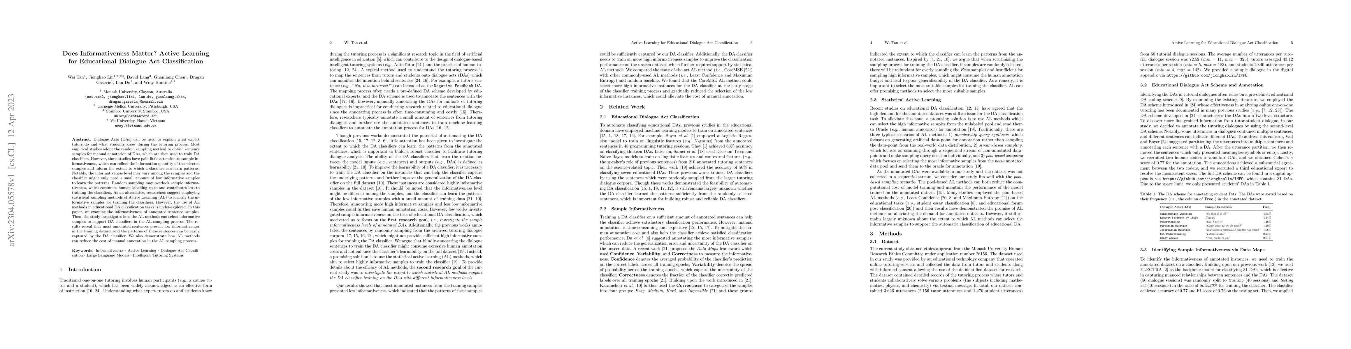 Thumbnail for Does Informativeness Matter? Active Learning for Educational Dialogue
  Act Classification