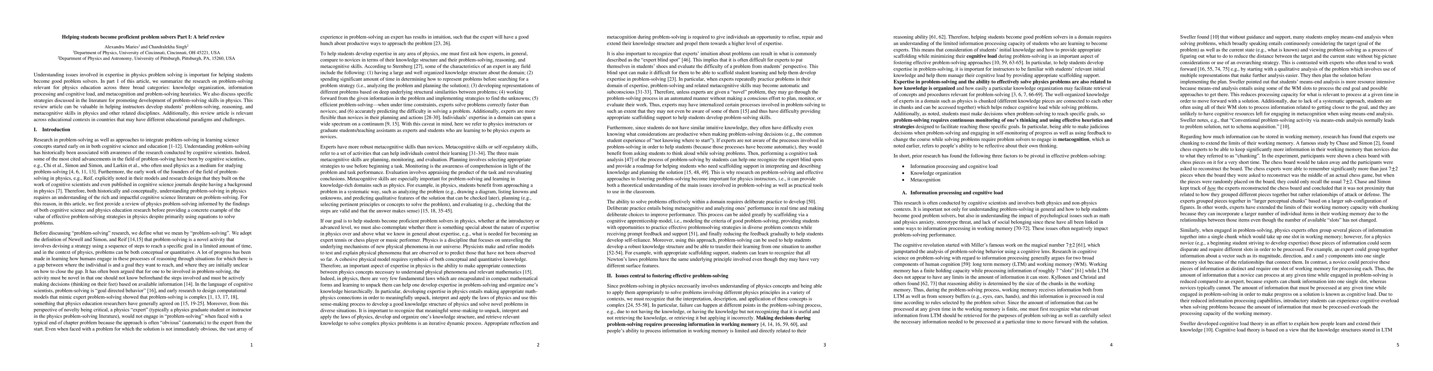 Thumbnail for Helping students become proficient problem solvers Part I: A brief
  review