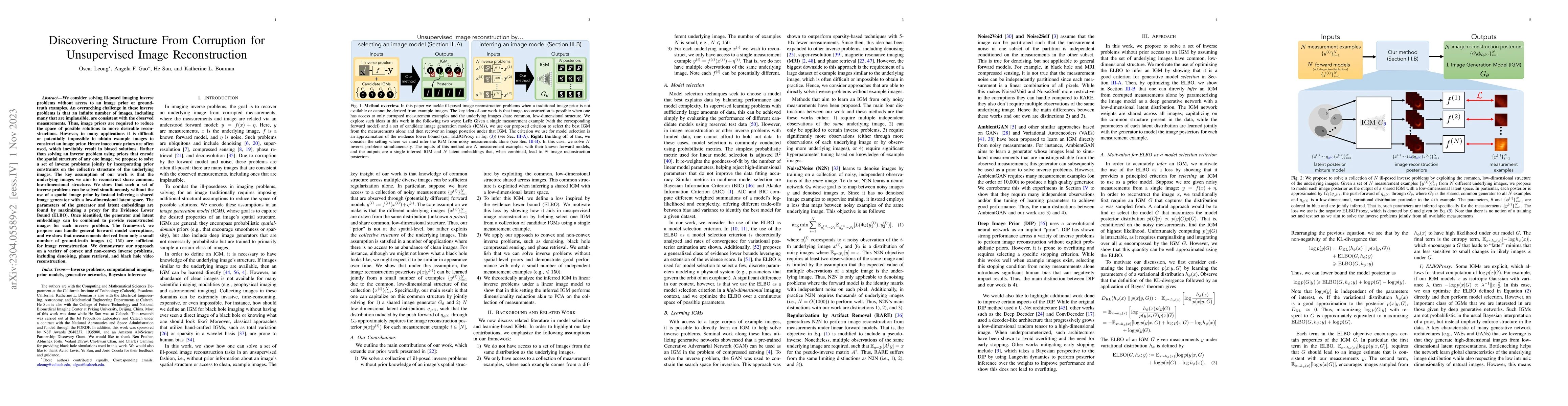 Thumbnail for Discovering Structure From Corruption for Unsupervised Image
  Reconstruction