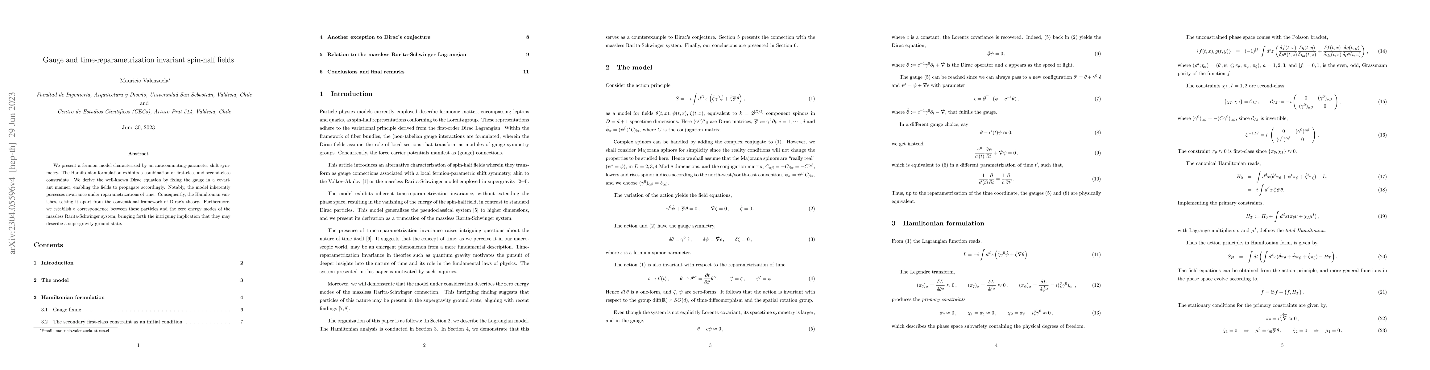 Thumbnail for Gauge and time-reparametrization invariant spin-half fields