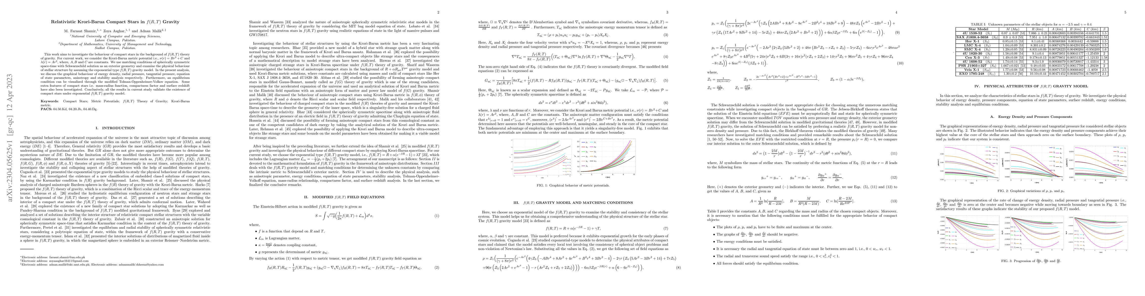 Thumbnail for Relativistic Krori-Barua Compact Stars in $f(R,T)$ Gravity