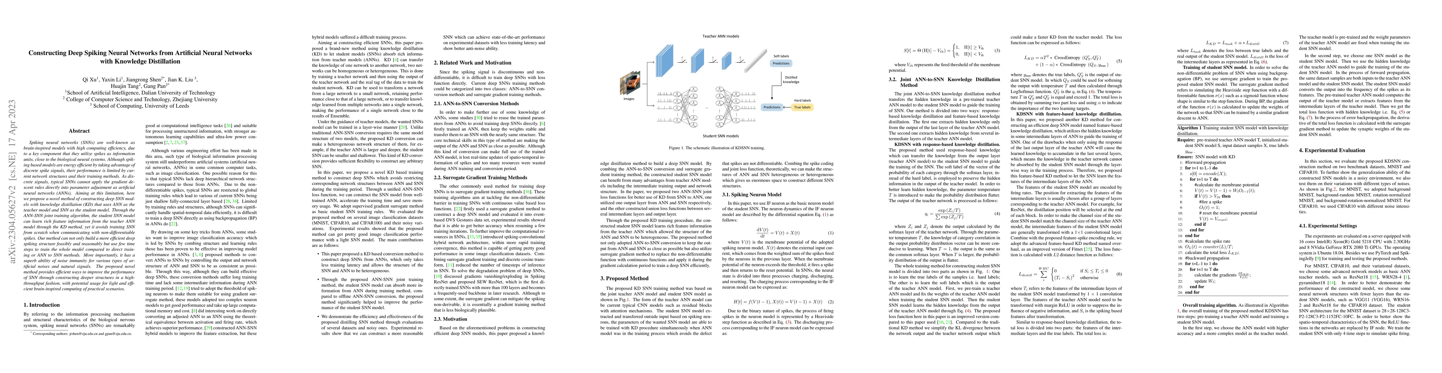 Thumbnail for Constructing Deep Spiking Neural Networks from Artificial Neural
  Networks with Knowledge Distillation