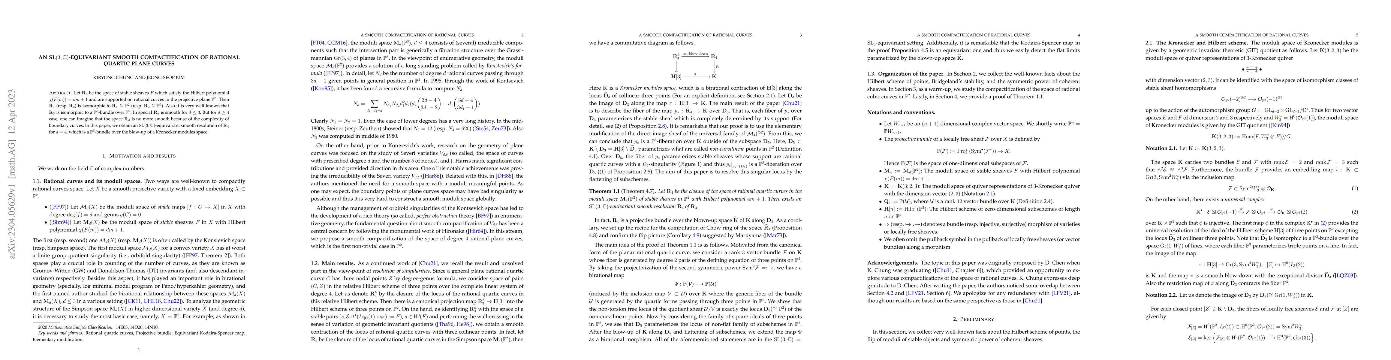 Thumbnail for An $\text{SL}(3,\mathbb{C})$-equivariant smooth compactification of
  rational quartic plane curves